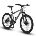 24 Inch Mountain Bike, Suitable For Boys And Girls, Steel Frame, Shimano 21 Speed Mountain Bike, With Dual Disc Brakes And Front Suspension - Image 2