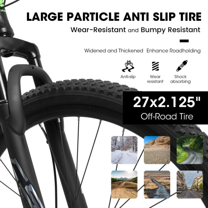 A27366 27 Inch Mountain Bike 21 Speed, Suspension Fork, Aluminum Frame Disc Brake, Mountain Biking For Both Men And Women. - Image 4