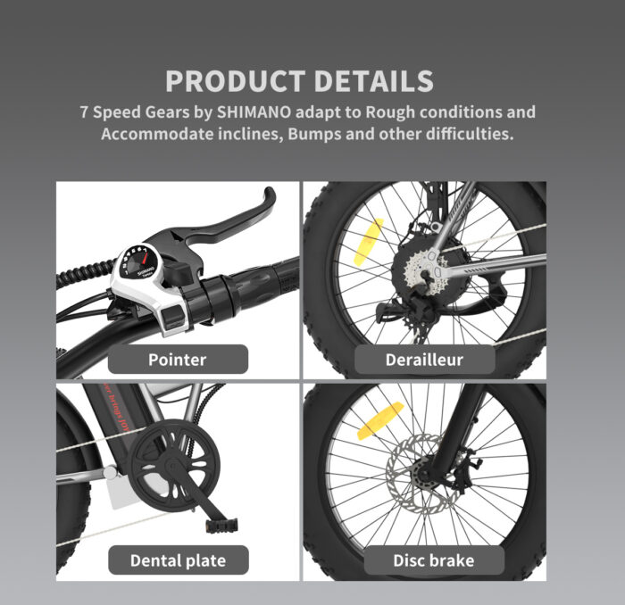 20x4.0 Inch Foldable Fat Tire Electric Bike 48V 12.5AH Extended Range Dual Disc Brakes  Fenders - Image 3