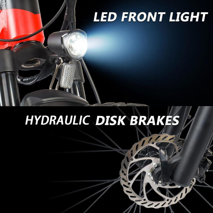 Red 500W Electric Ebike - 27.5 Inch Electric Mountain Bicycle 48V 27 Speed - Bafang Motor - Image 7