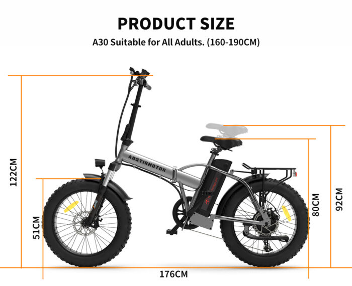 20x4.0 Inch Foldable Fat Tire Electric Bike 48V 12.5AH Extended Range Dual Disc Brakes  Fenders - Image 10