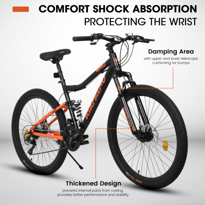 A26336-26 Inch Steel Frame Shock Fork Plus Shock Absorber 21-speed Unisex Mountain Bike - Image 9