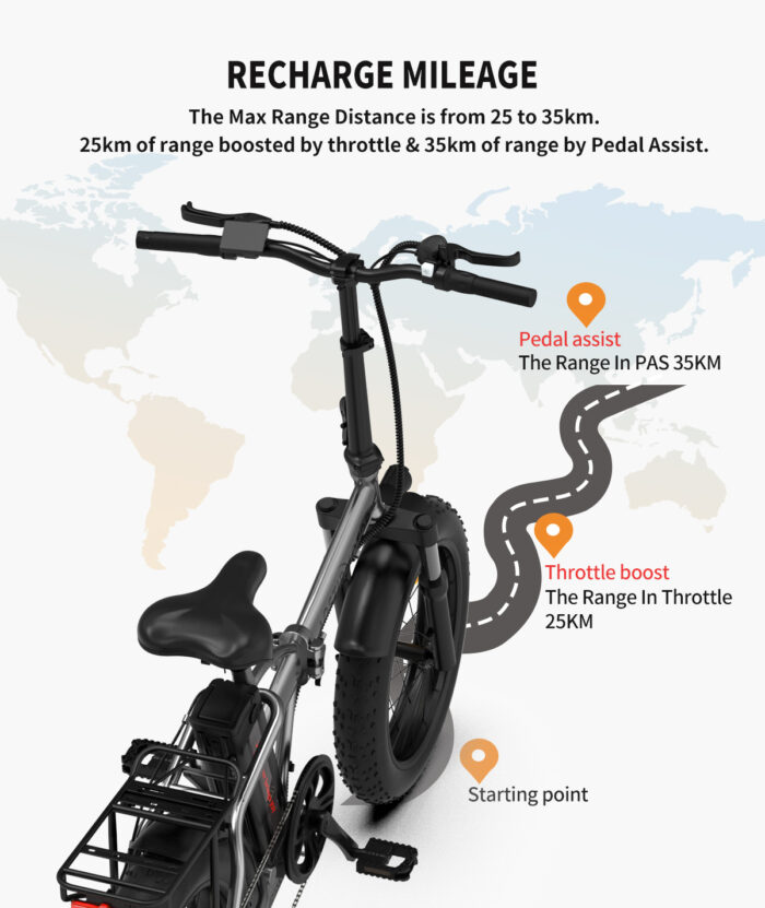 20x4.0 Inch Foldable Fat Tire Electric Bike 48V 12.5AH Extended Range Dual Disc Brakes  Fenders - Image 5