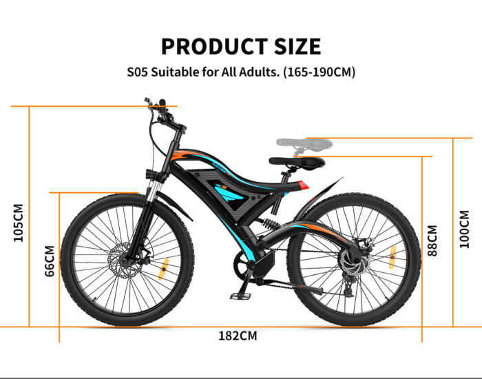 26x2.35 Inch E-Bike  48V 500W Rear Motor  15AH Lithium Battery  Front Suspension & Dual Mechanical Disc Brakes - Image 9