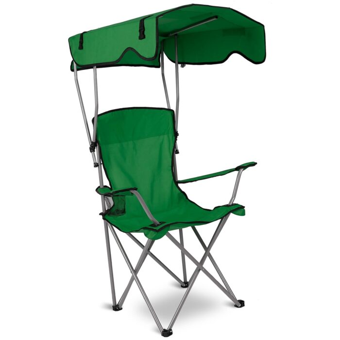 1Pc Foldable Camping Chair With Canopy Cup Holder 330LBS Max Load Folded As A Carry Bag Fedex Shipping - Image 2