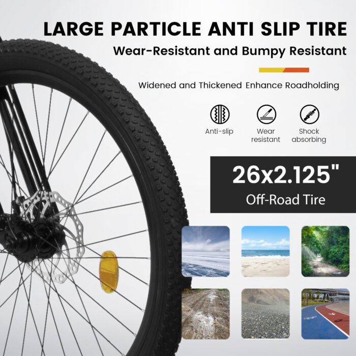 A26336-26 Inch Steel Frame Shock Fork Plus Shock Absorber 21-speed Unisex Mountain Bike - Image 10