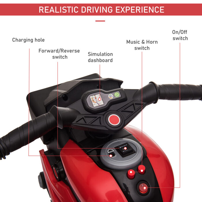 Red 6V Kids Electric Motorcycle Ride-On Dirt Bike Toy With Music Horn Headlights - Image 3