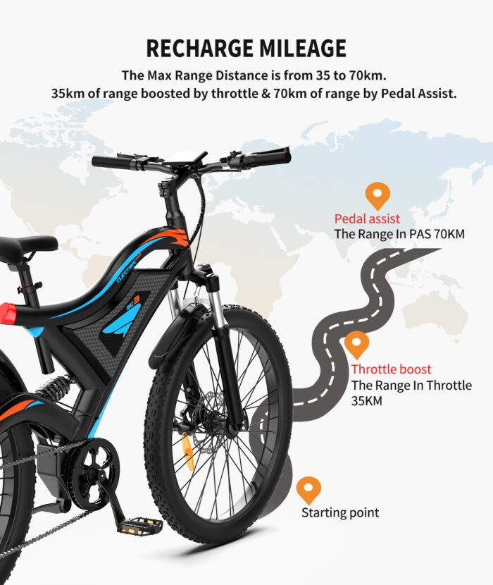 26x2.35 Inch E-Bike  48V 500W Rear Motor  15AH Lithium Battery  Front Suspension & Dual Mechanical Disc Brakes - Image 10